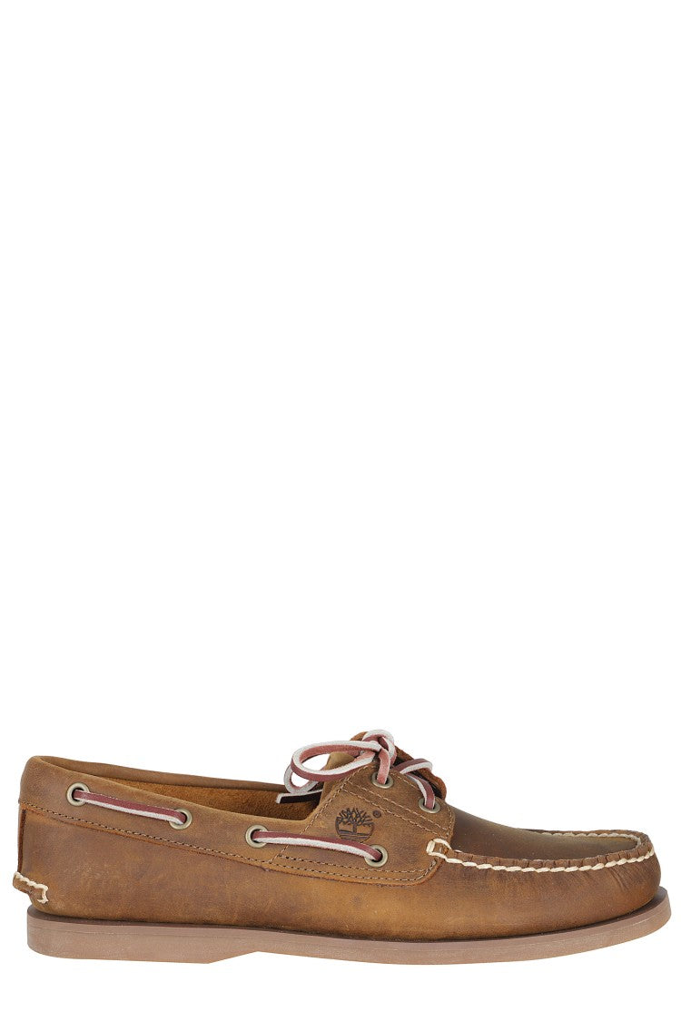 Timberland Brown Classic Crude Leather Laces Leather Boat Shoes