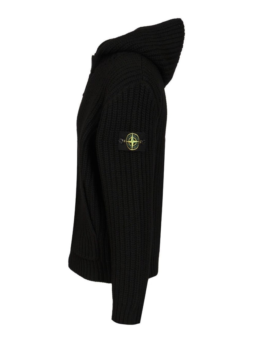 Stone Island Classic Black Sweater In Cashmere-Wool Blend