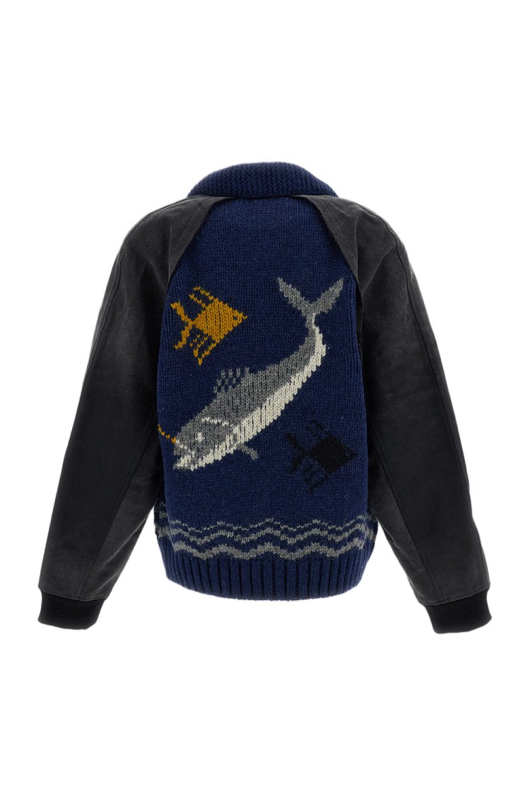 Khoki Patchwork Design Wool And Cotton Jacket