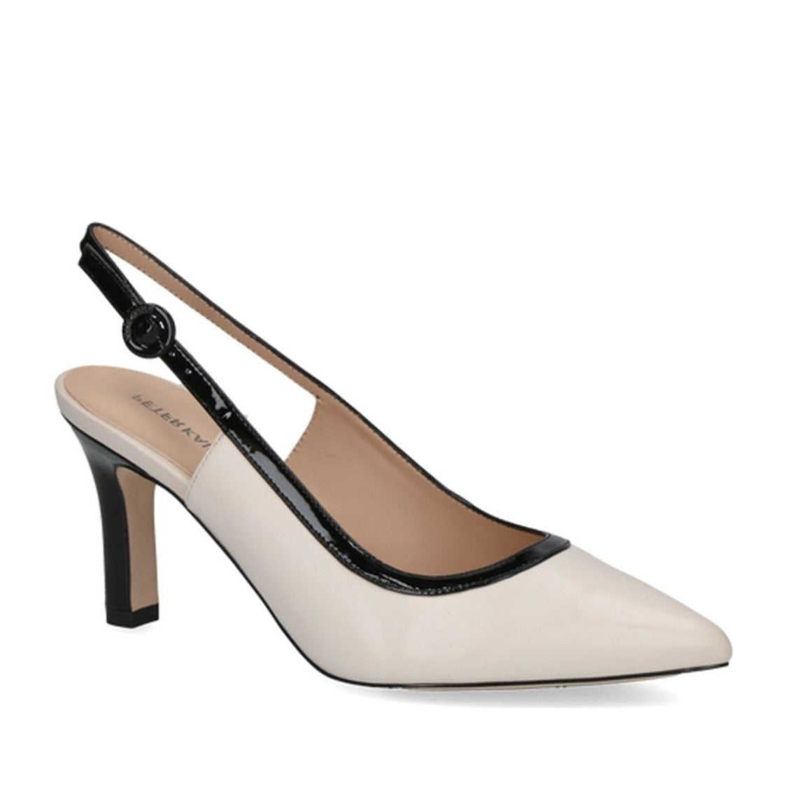 Peter Kaiser White Pointed Toe Slingback Strap Contrast Trim Dress Pumps