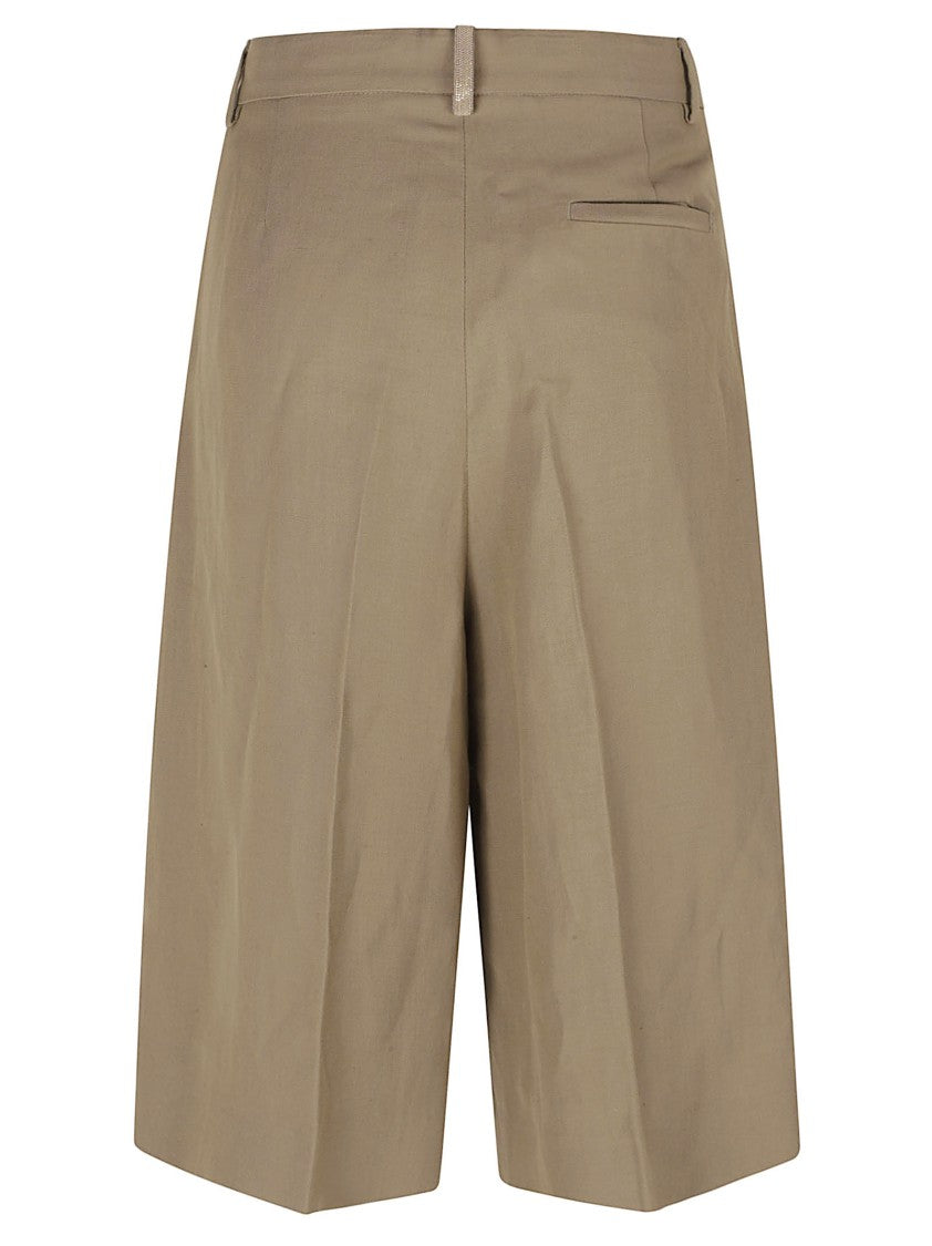 Fabiana Filippi Pleated Brown Shorts With Hidden Closure