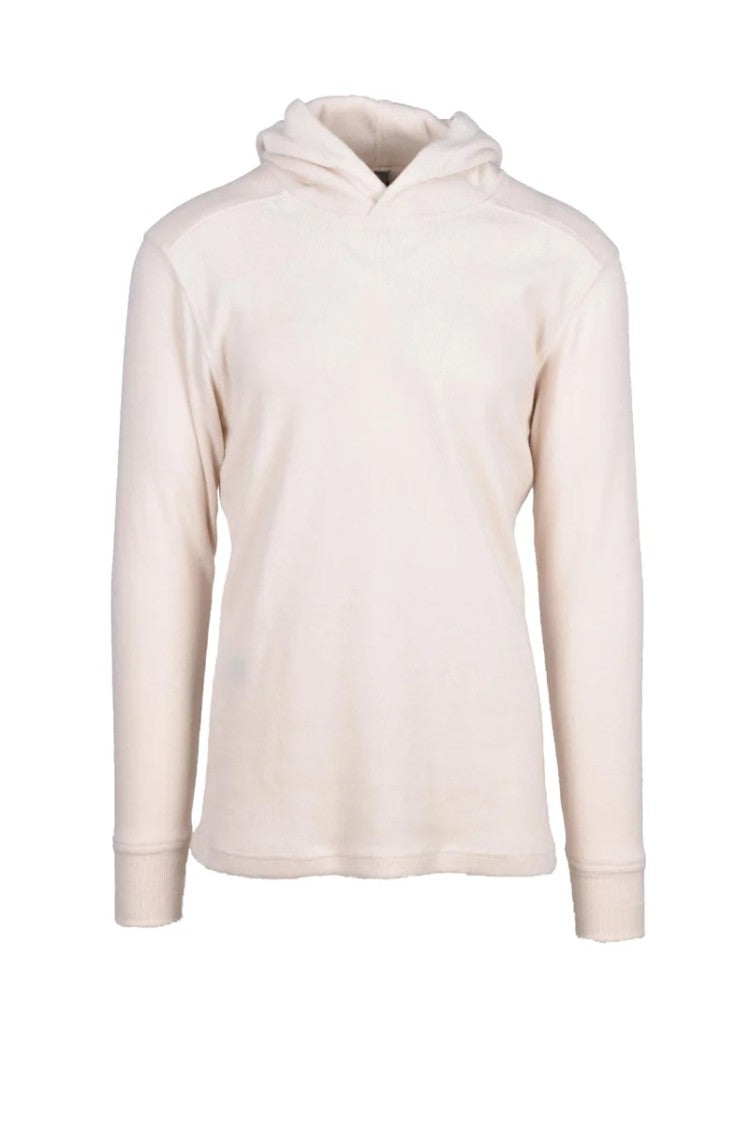 A.M.Couture White Wool Polyester Elastane Viscose Women's Hoodie