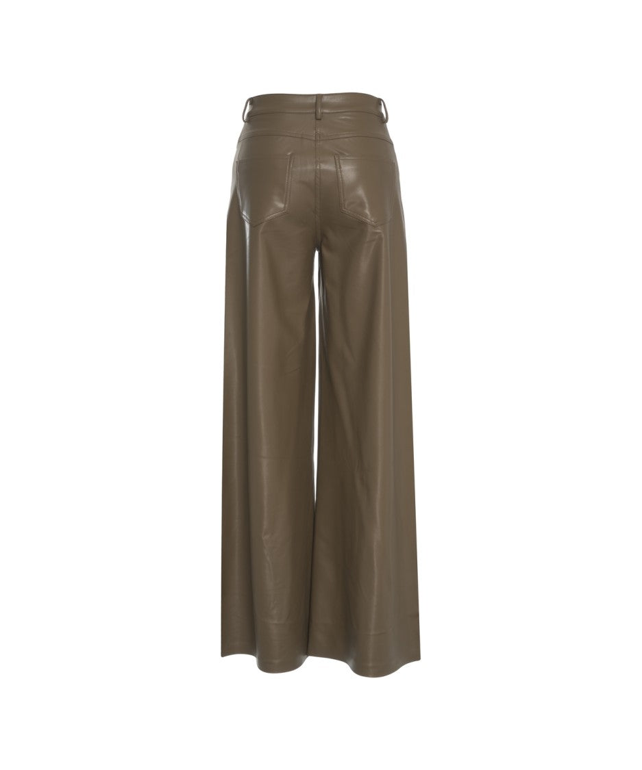 Norma Kamali Wide-Leg Faux Leather Trousers With High Waist And Tailored Finish