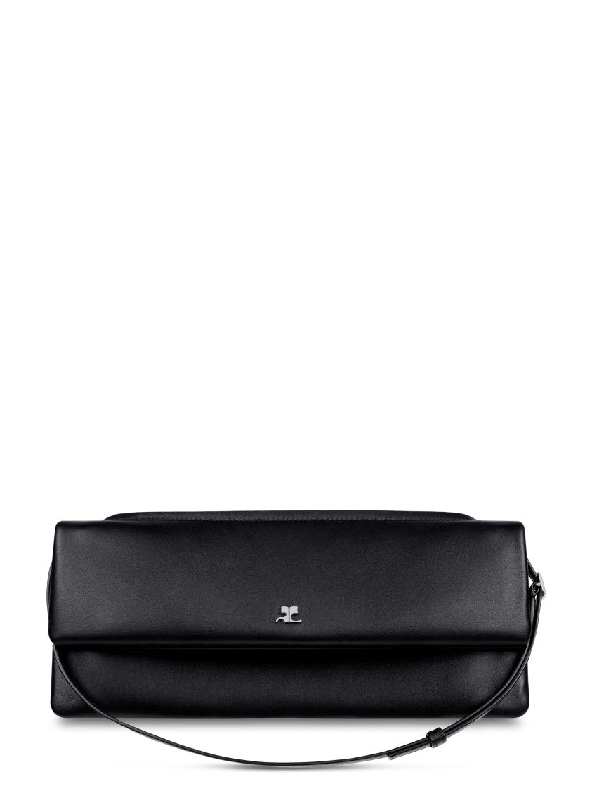 Courrèges Sleek Black Calf Leather Clutch