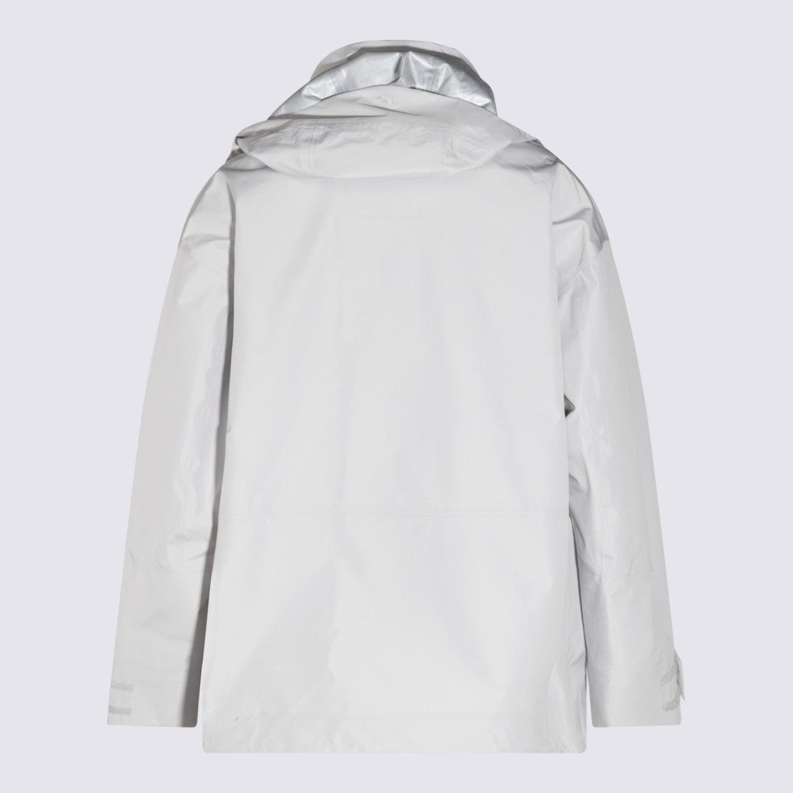 Laminar Light-Colored Minimalist Jacket With High Collar And Zipper Closure