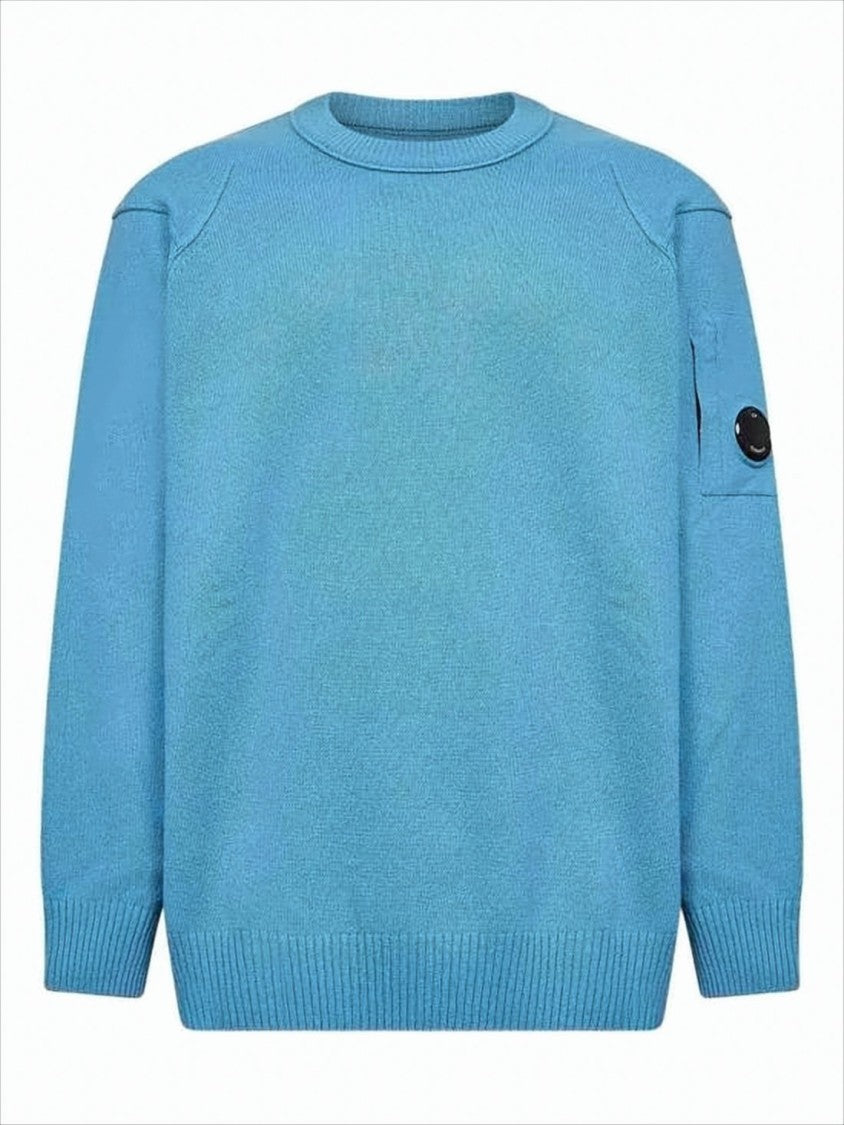 C.P. Company Lens Detail Crewneck Sweater In Soft Wool-Polyamide Blend