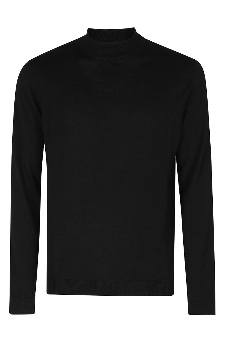 Roberto Collina Black High-Neck Ribbed Merino Wool Turtleneck