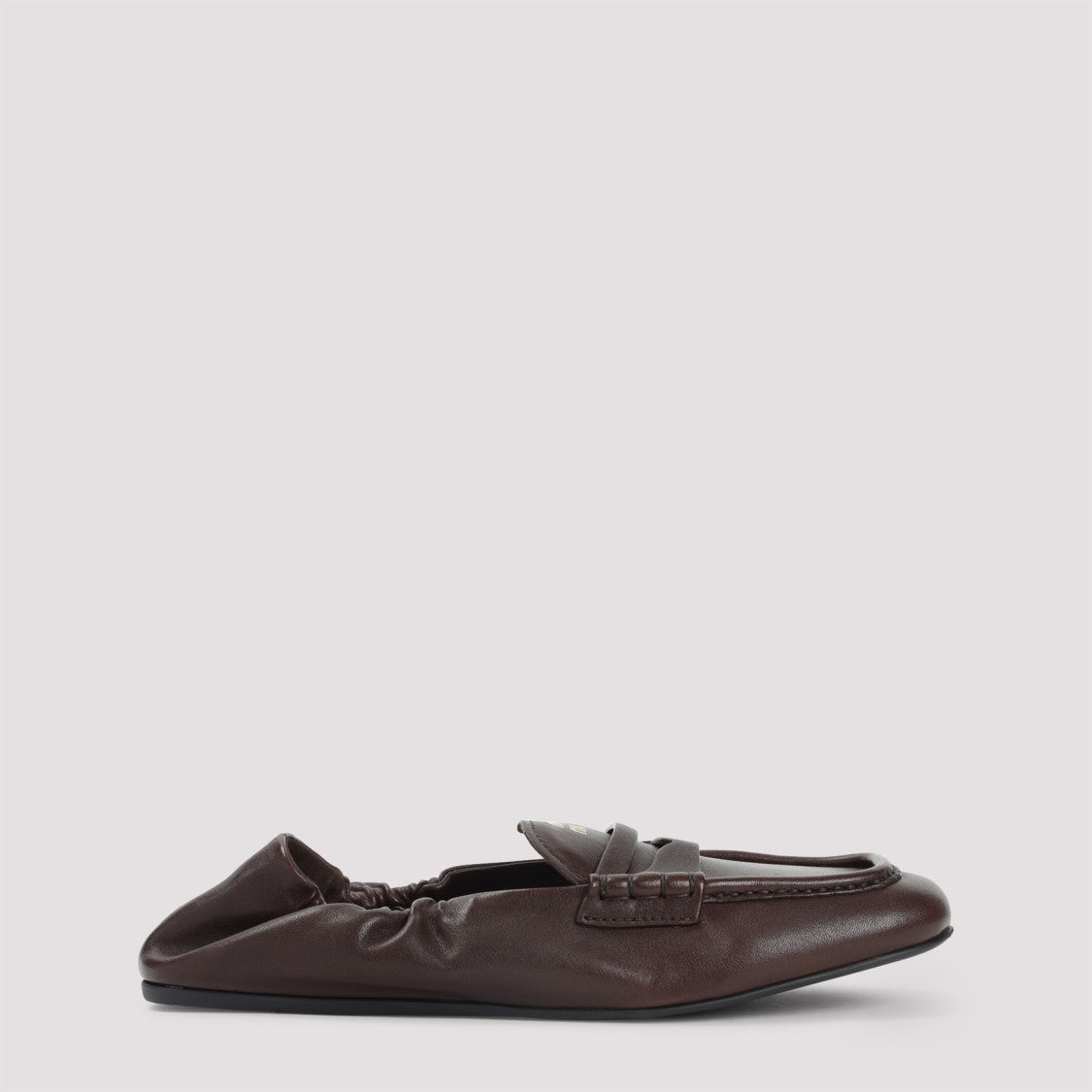 Miu Miu Brown Leather Loafers With Gathered Detail
