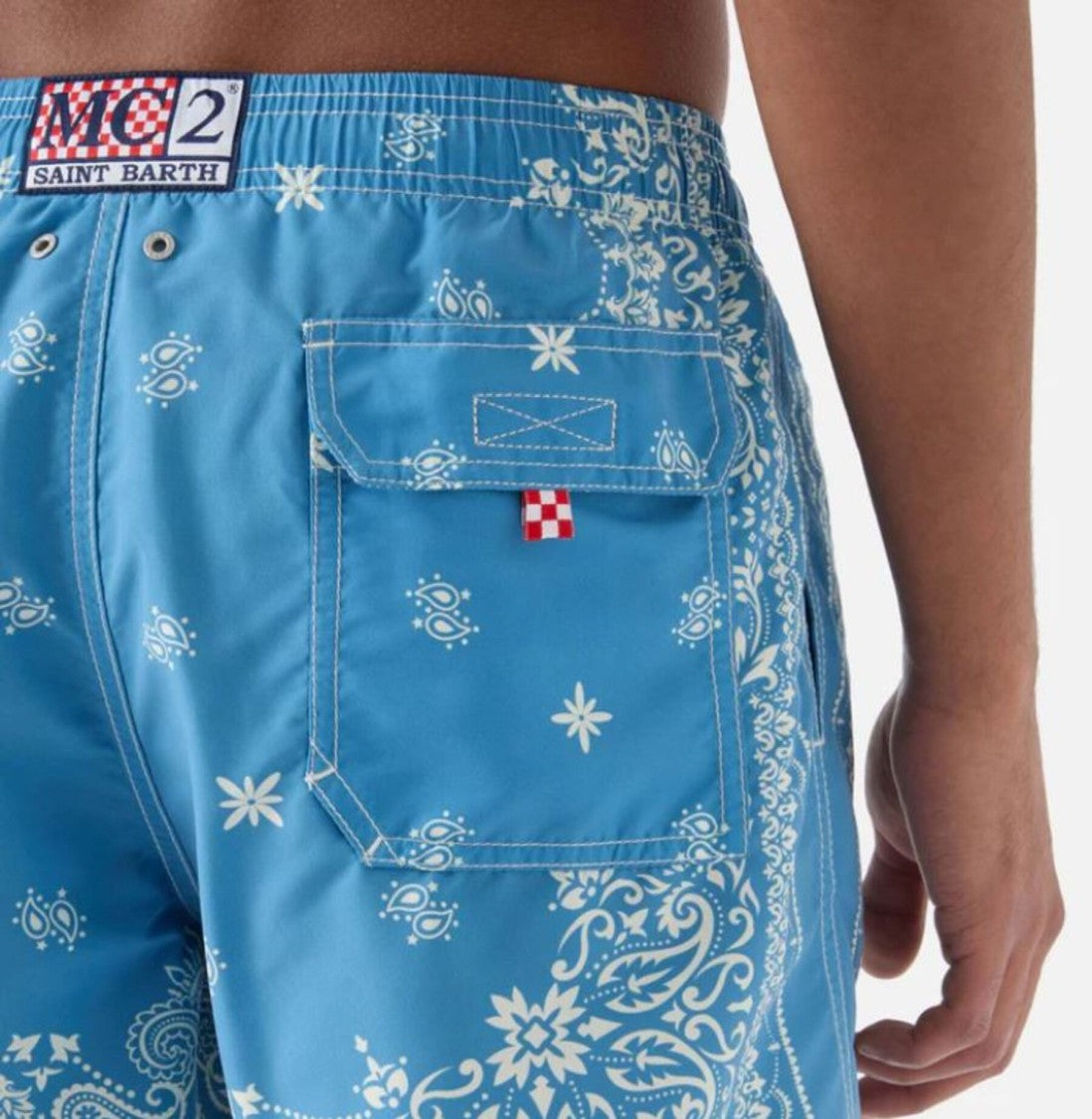 Mc2 Saint Barth Intricate Paisley Bandana Patterned Shorts With Elastic Waistband
