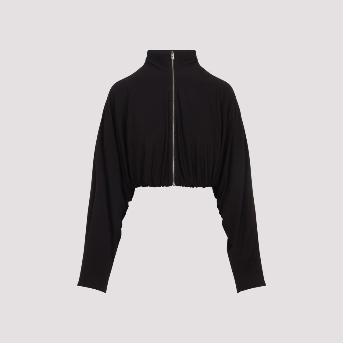 Alaïa Draped Black Viscose-Blend Jacket With Stand Collar