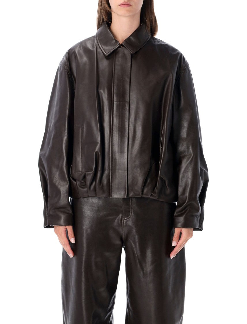 Arma Melis Lambskin Leather Bomber Jacket