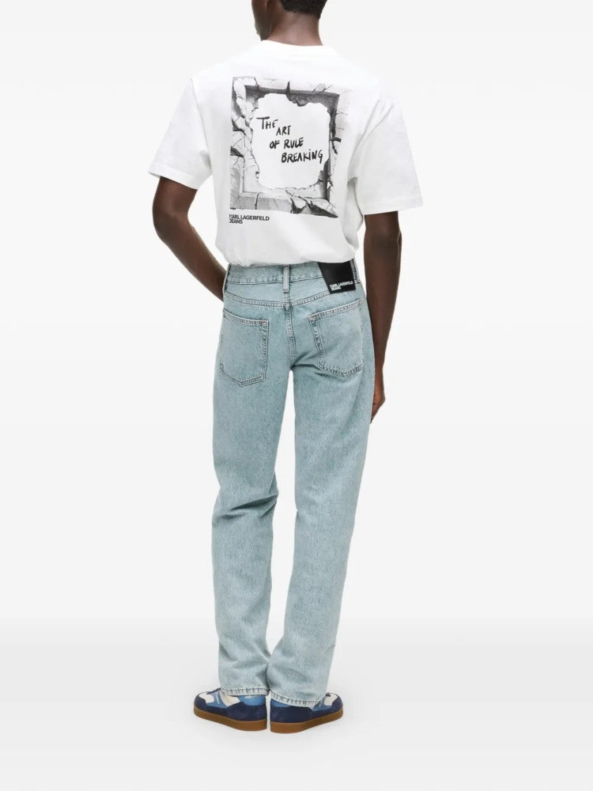 Karl Lagerfeld Light Blue Straight-Leg Jeans With Classic Five-Pocket Styling