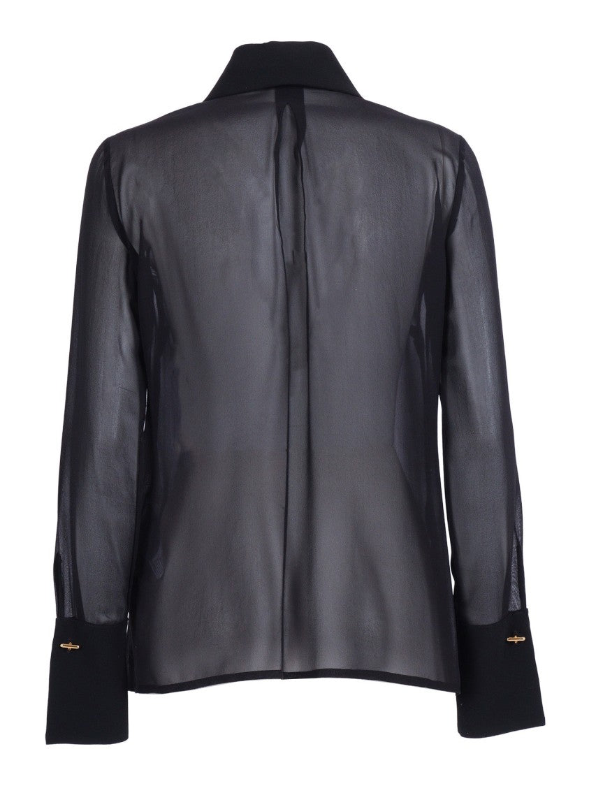 Elisabetta Franchi Semi Transparent Silk Bow Blouse