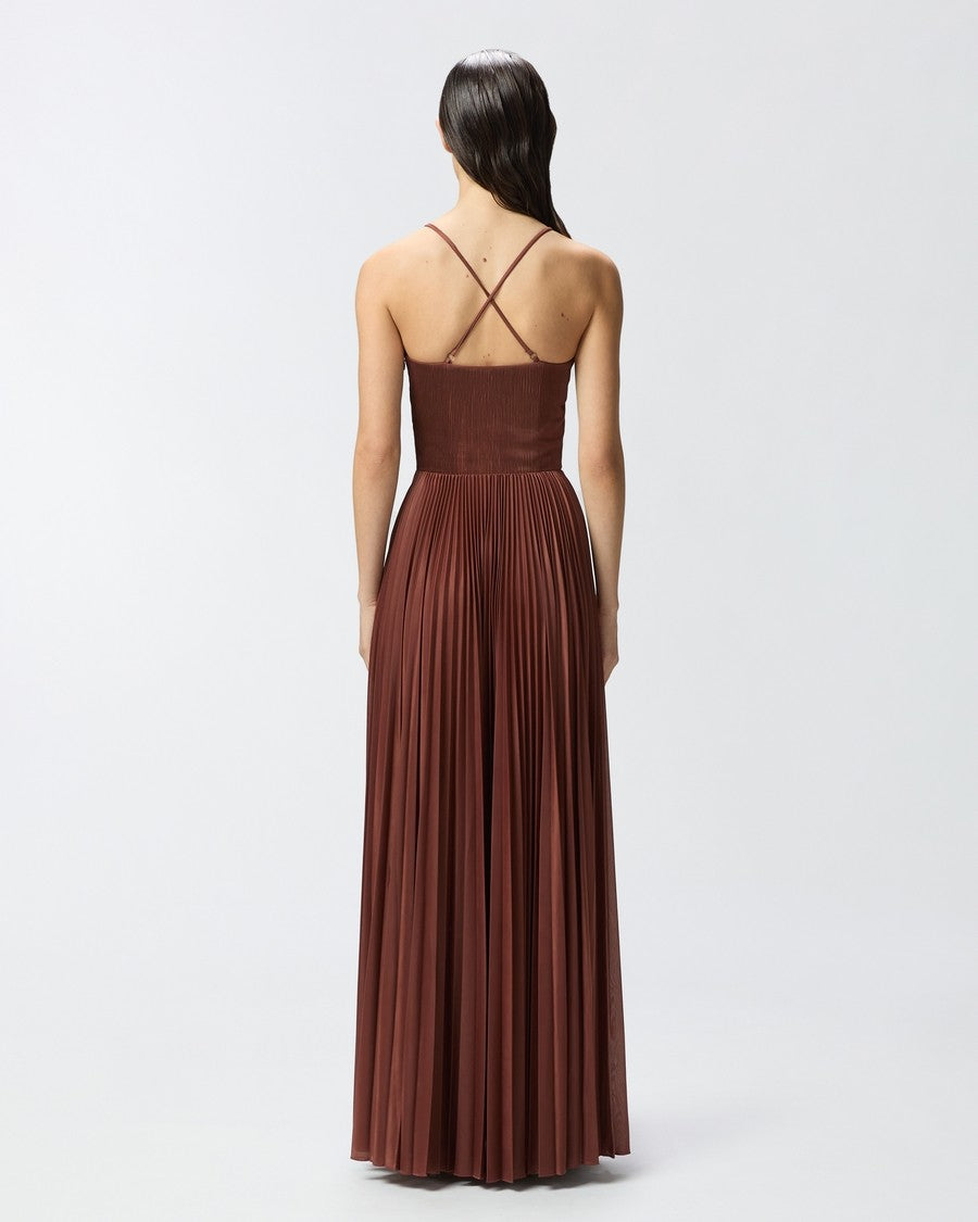 Pinko Beige Maxi Dress With Sweetheart Neckline