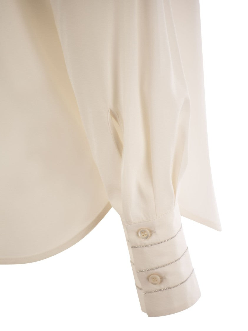 Peserico Silk Crepe V-Neck Shirt