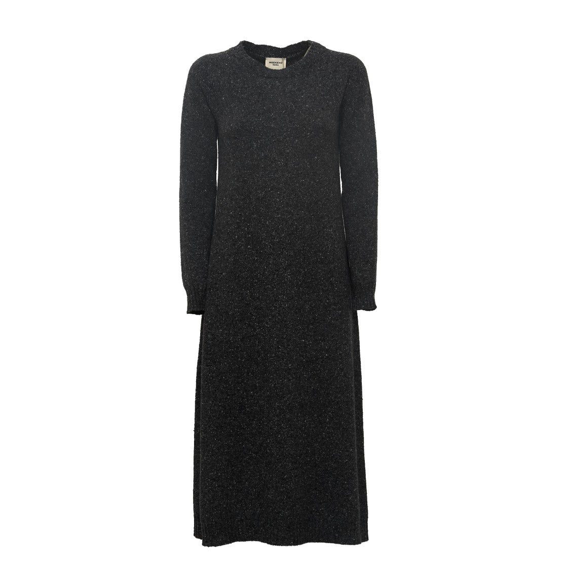 Max Mara Flared Ribbed Detail Wool-Blend Midi Dress