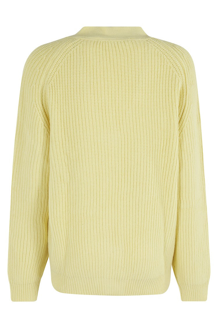 Tela Ribbed Knit Cardigan With V-Neckline And Textured Finish