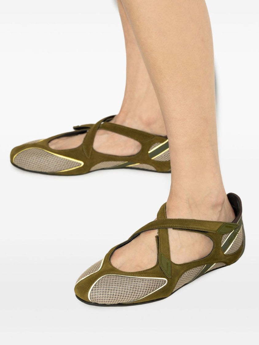 The Attico Olive Green Ballerina Flats