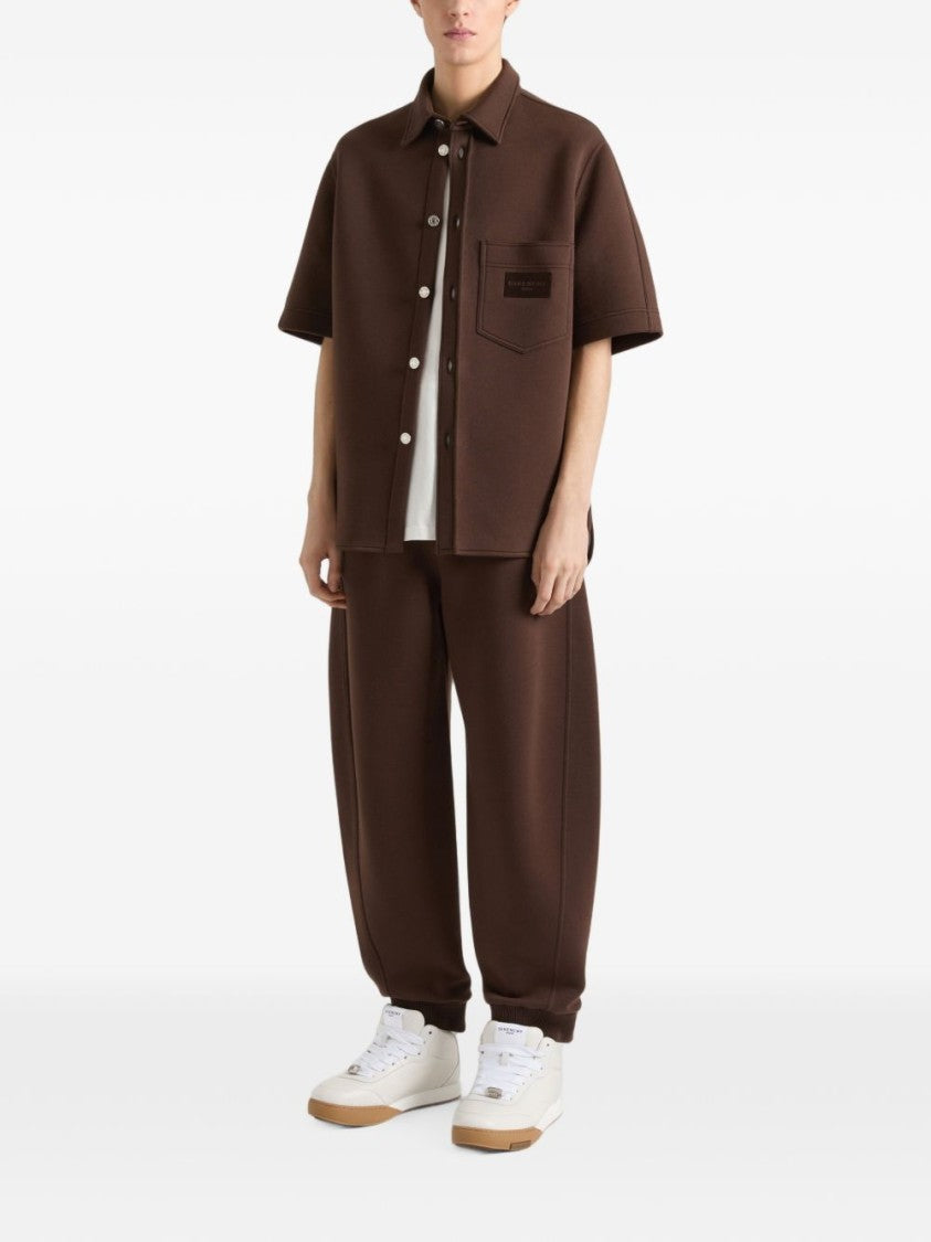 Givenchy Boxy Cropped Metallic Closure Classic Collar Shirt
