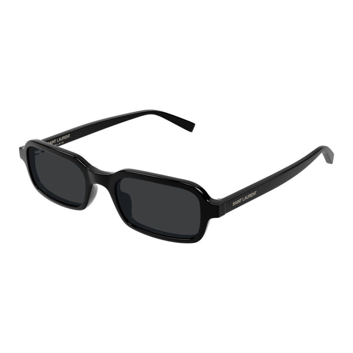 Saint Laurent Rectangular Black Sunglasses With Glossy Finish