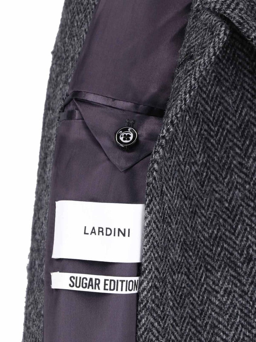 Lardini Mid-Length Wool Coat With Classic Collar And Button Closure