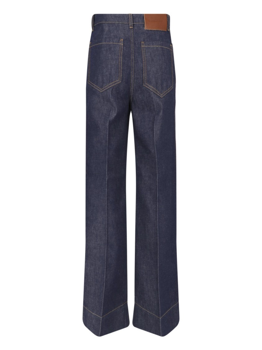 Victoria Beckham Wide-Leg High-Waisted Jeans With Contrast Stitching