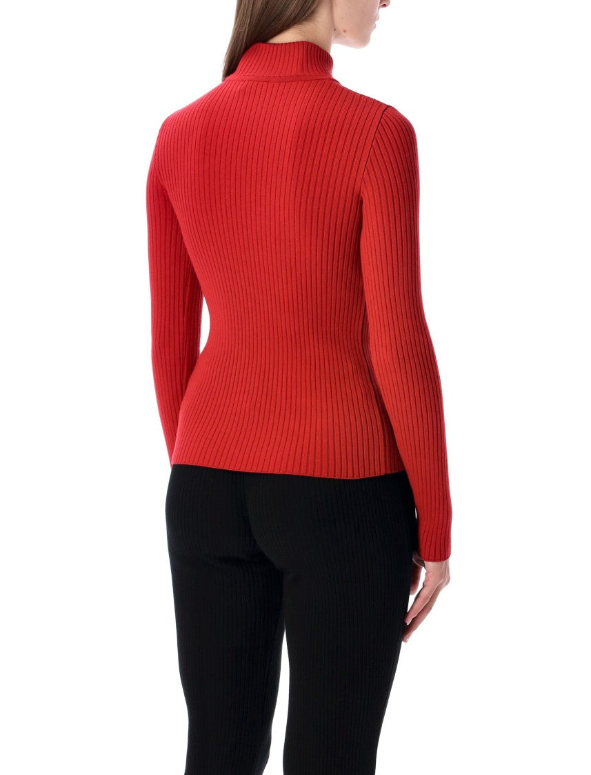 Courrèges Rib Knit Mock Neck Sweater