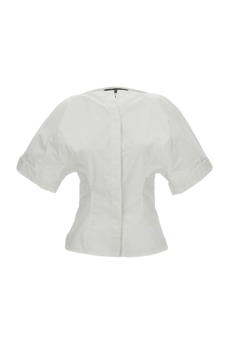 Jacquemus Cotton Poplin Shirt With Boat Neckline And Wide Sleeves