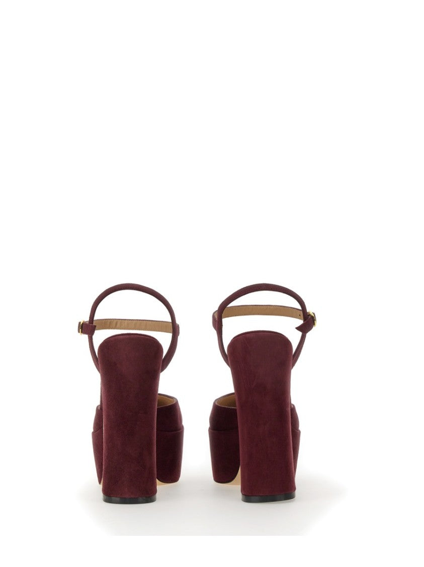 Stuart Weitzman Burgundy Suede Block Heel Platform Pumps