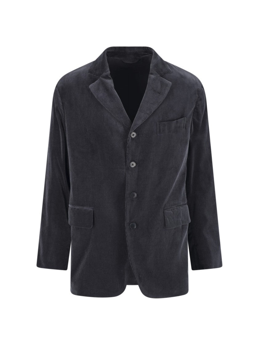 Kaptain Sunshine Black Single-Breasted Notch Lapel Corduroy Blazer