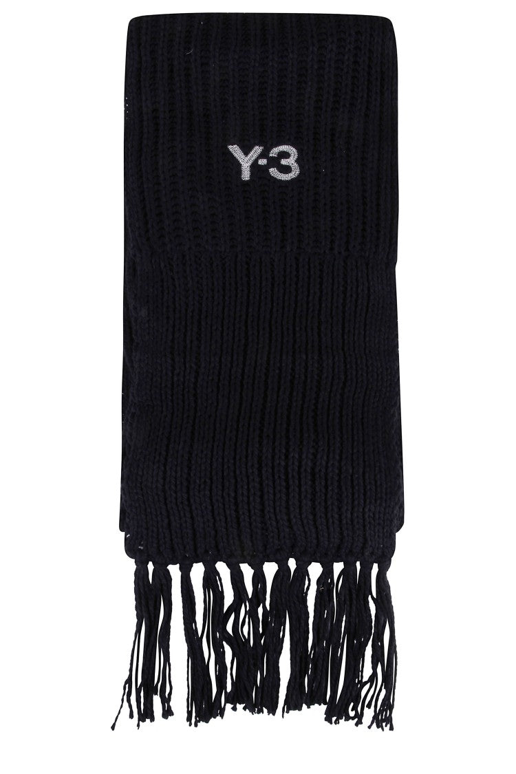 Y-3 Ribbed Knit Scarf With All-Over Logo Design