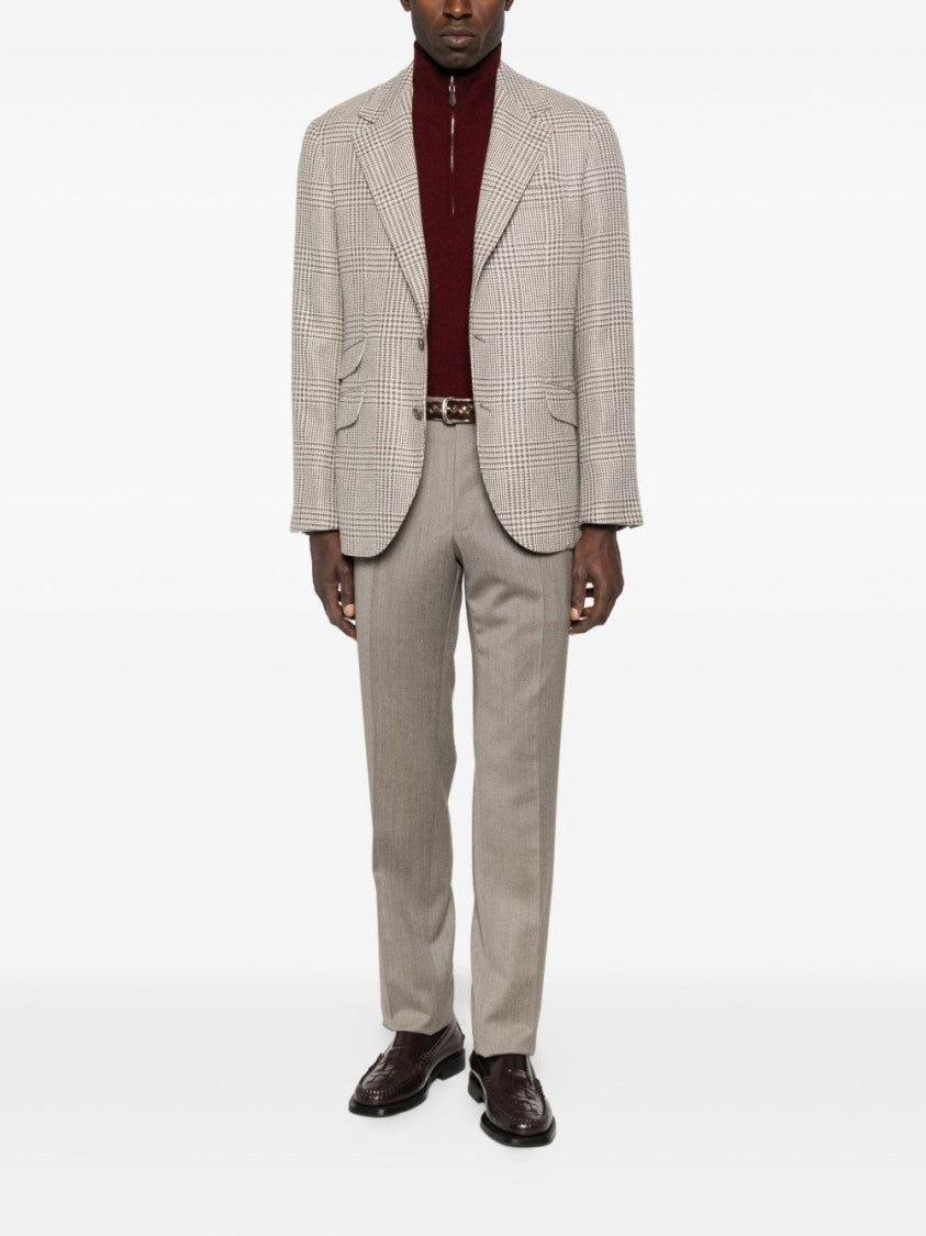 Brunello Cucinelli Checkered Tailored Blazer With Notch Lapels