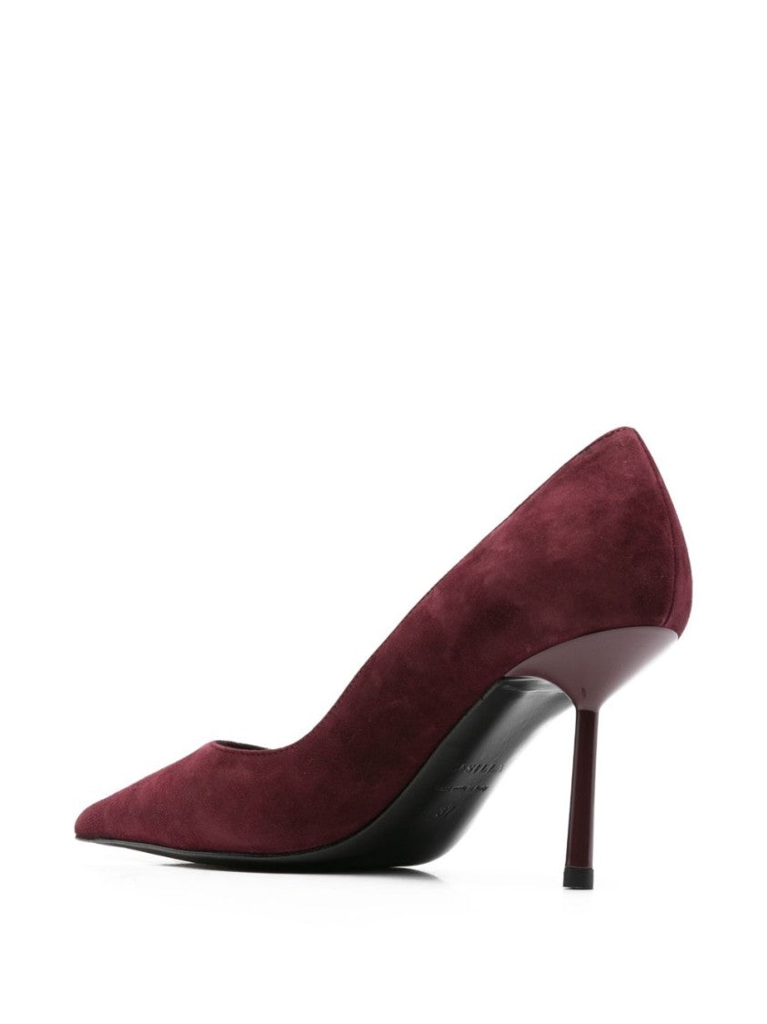 Le Silla Pointed-Toe Mid-Height Heel Pumps In Deep Burgundy
