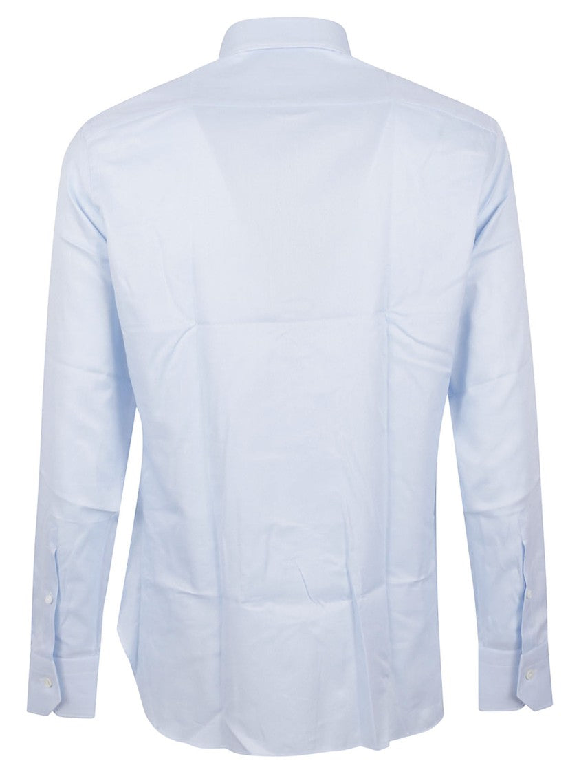 Zegna Long-Sleeve Tailored Shirt With Pointed Collar And Textured Finish