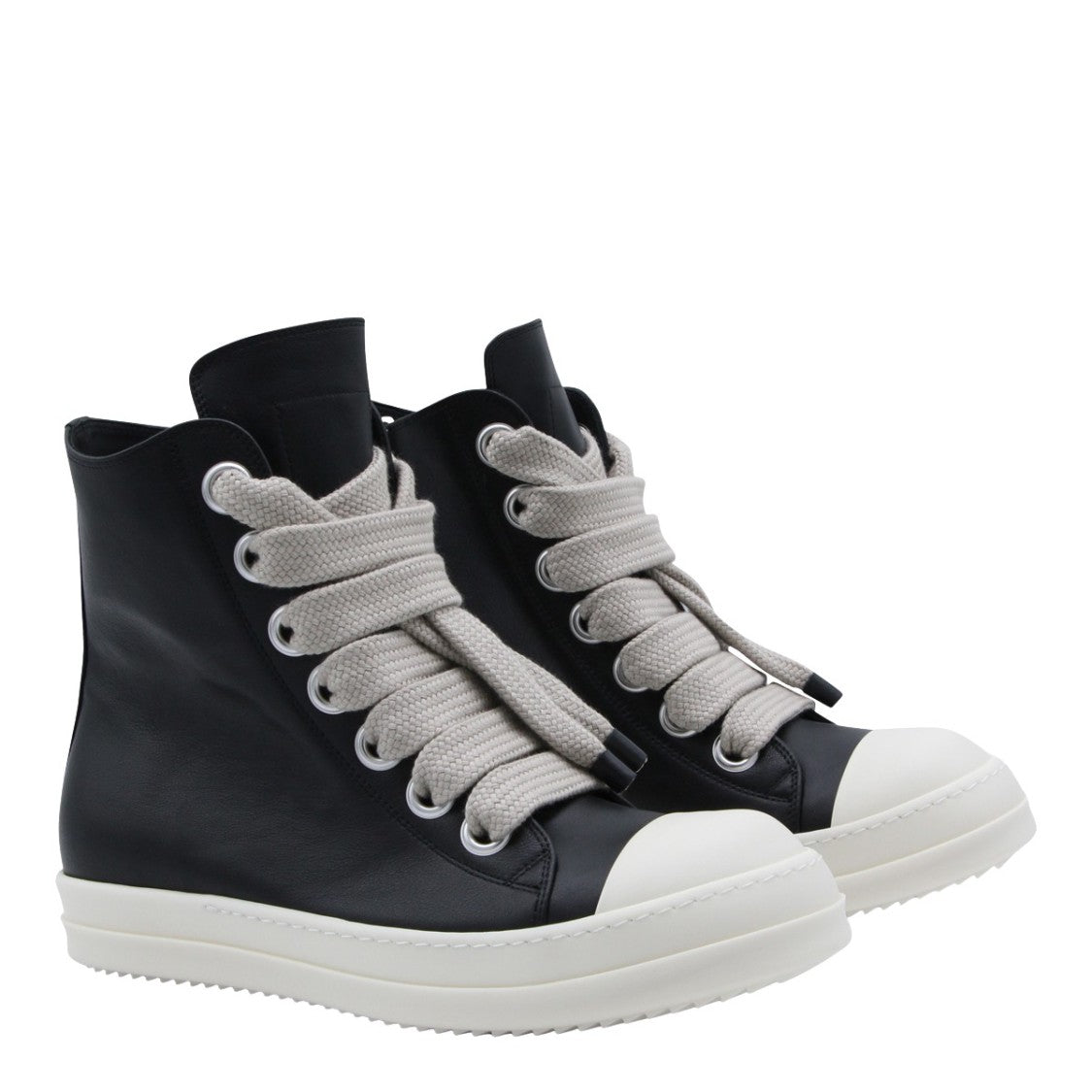 Rick Owens High-Top Black Leather Sneakers