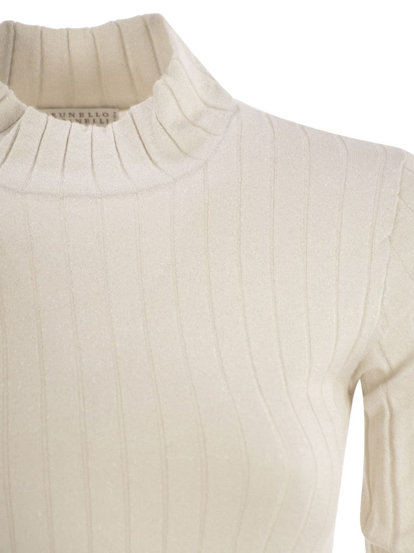 Brunello Cucinelli Lightweight Cashmere And Silk Broad Rib Sweater