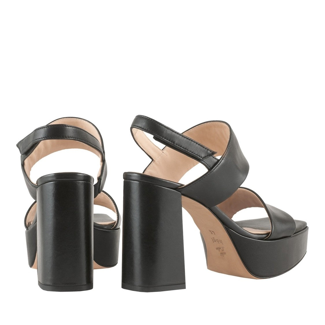 Högl Black Cindy High Block Heel Slingback Sandals
