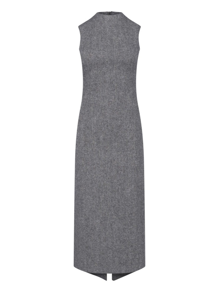 Maison Margiela Grey Textured Wool Midi Dress