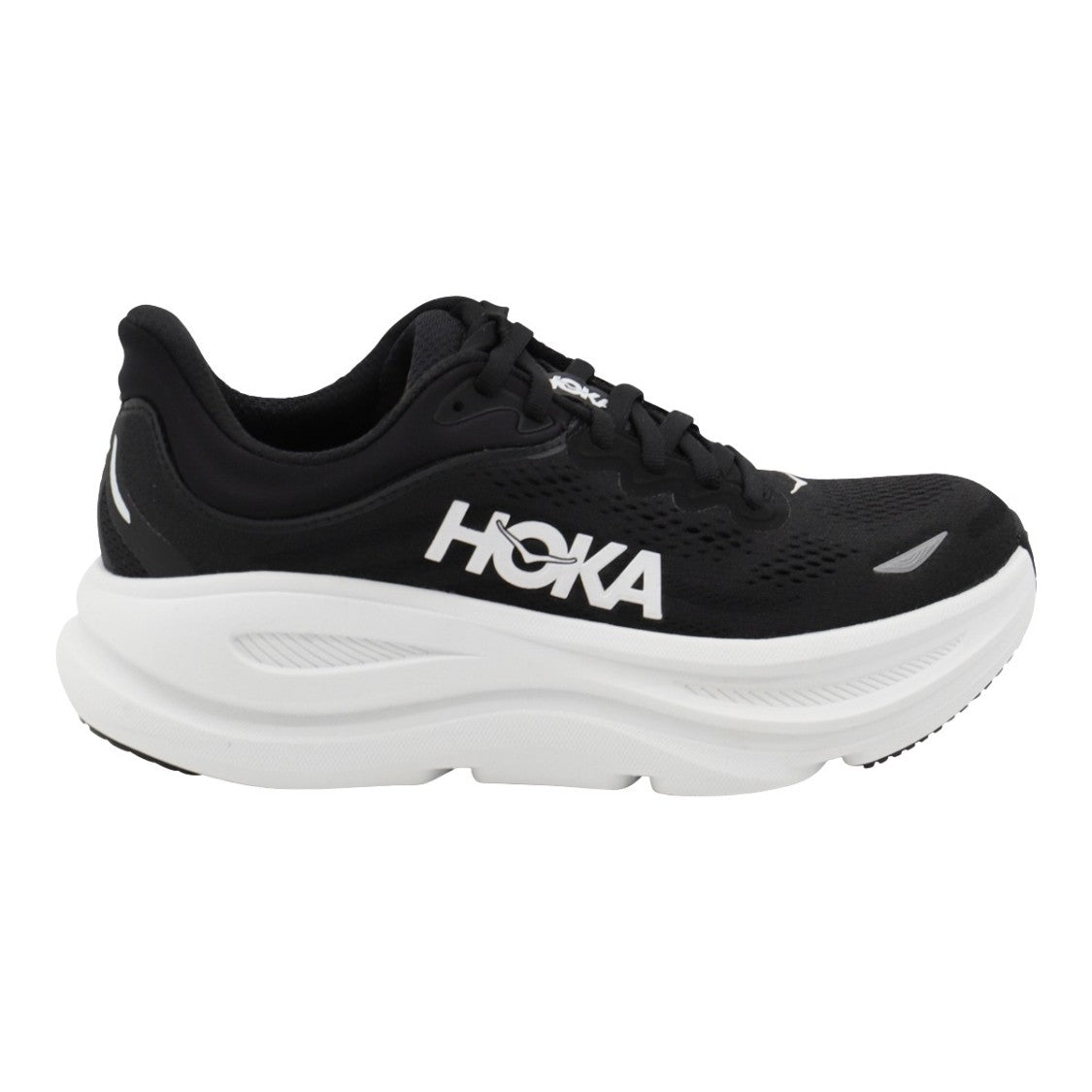 Hoka Sleek Black Mesh Sneakers With Cushioned Sole And Reflective Accents