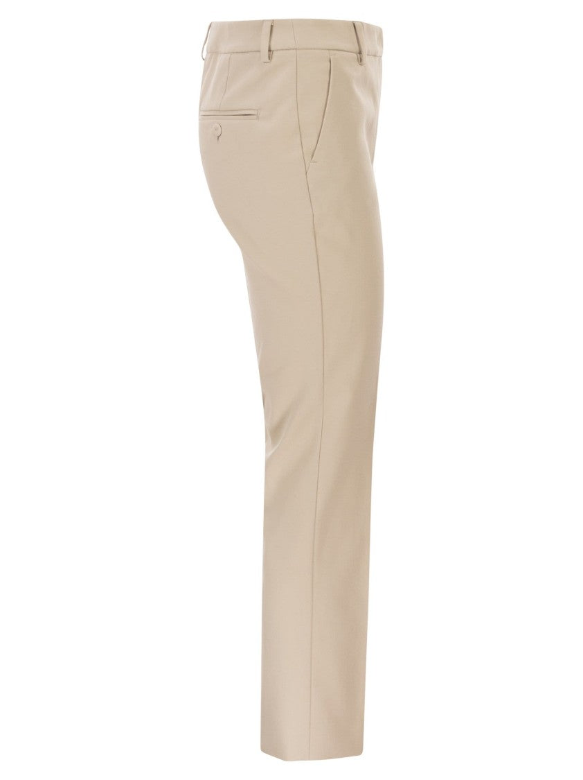 Max Mara Cropped Stretch Cotton Trousers With Tailored Finish