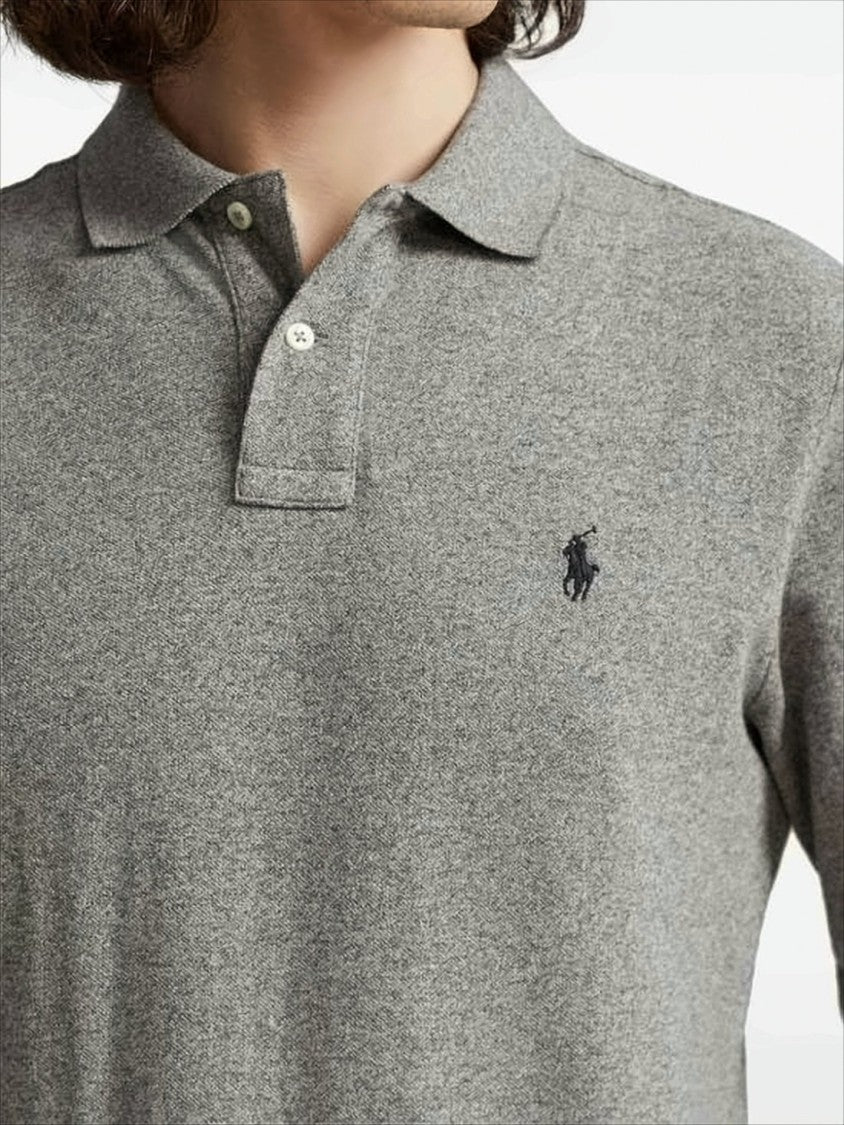 Polo Ralph Lauren Heather Grey Long-Sleeve Polo Shirt With Classic Collar