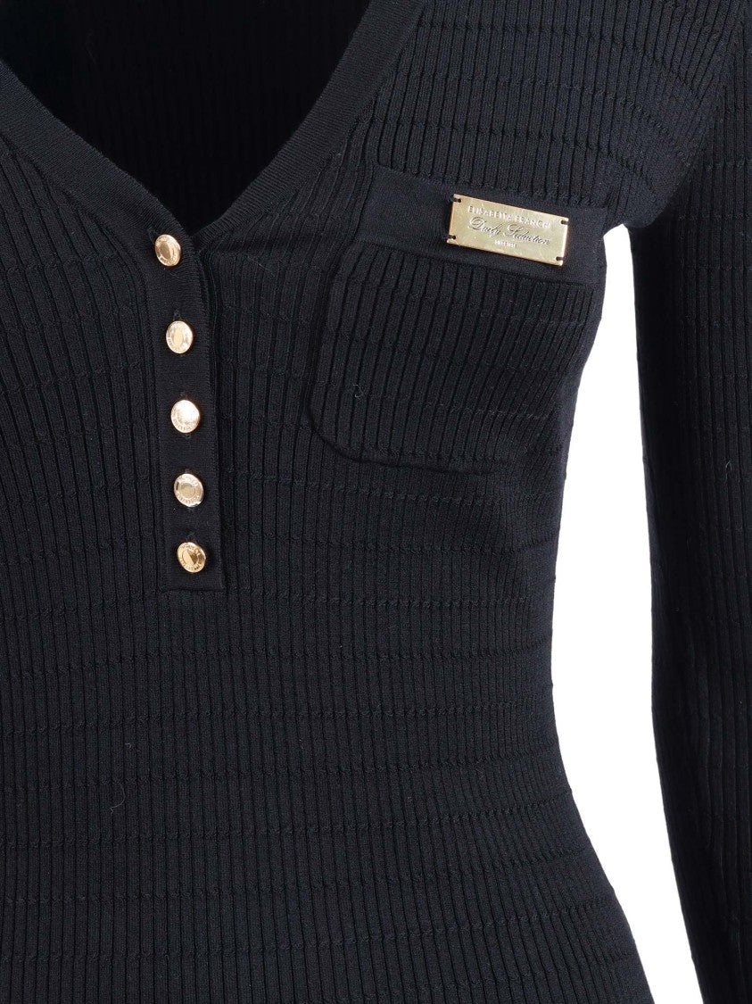 Elisabetta Franchi Tricot Deep V Neck Top