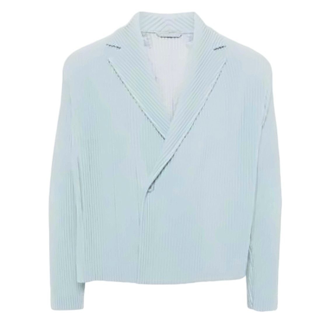 Homme Plissé Issey Miyake Pleated Lightweight Jacket With Notched Lapel And Cropped Hem