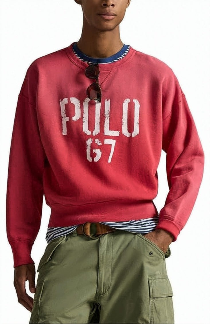 Polo Ralph Lauren Distressed Print Sweatshirt With Ribbed Details