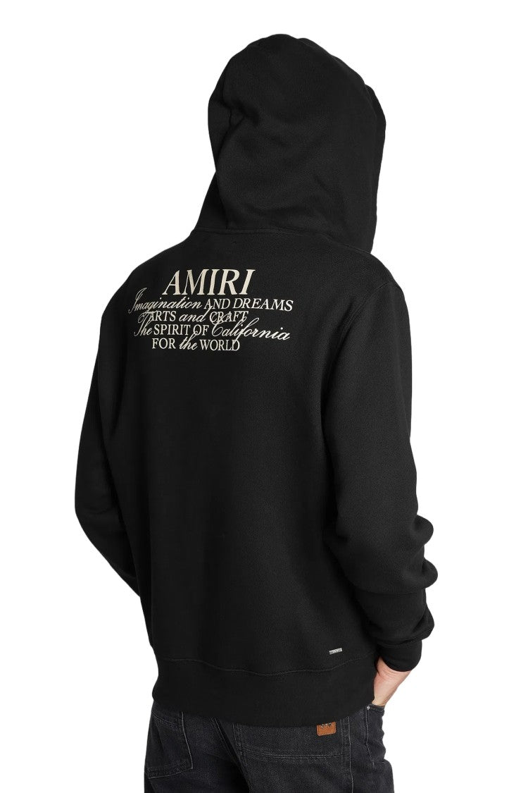 Amiri Black Zip-Up Hoodie With Drawstring Hood