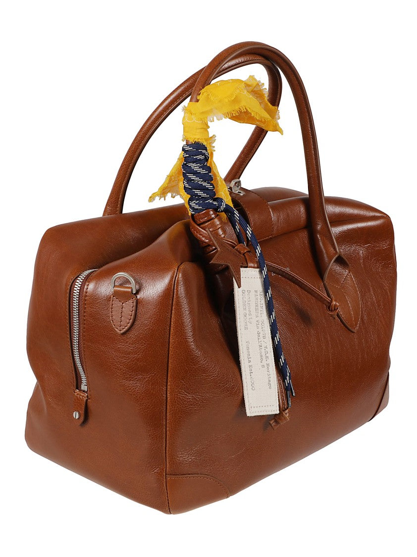 Golden Goose Structured Leather Handbag With Decorative Fabric Tie