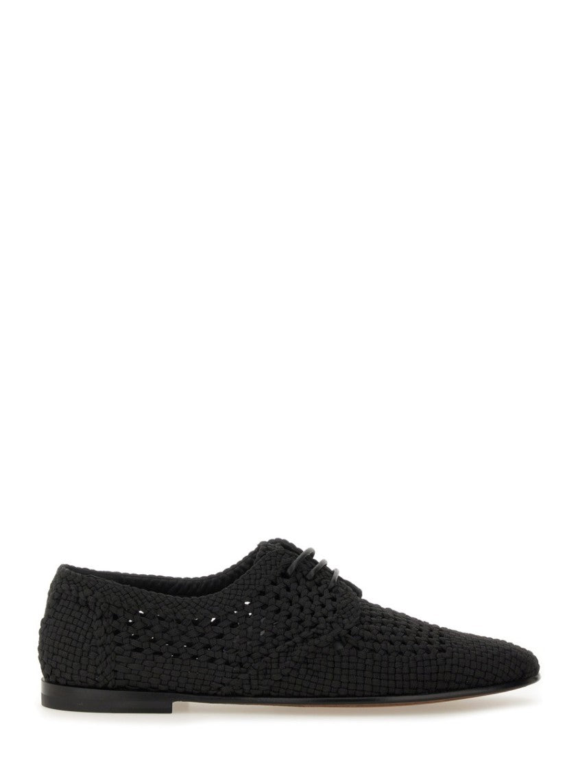 Dolce & Gabbana Woven Black Derby Shoe