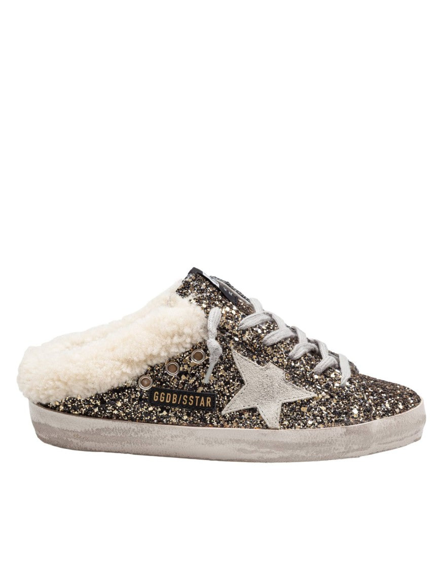 Golden Goose Super Star In Glitter Color Black/Gold Sneakers