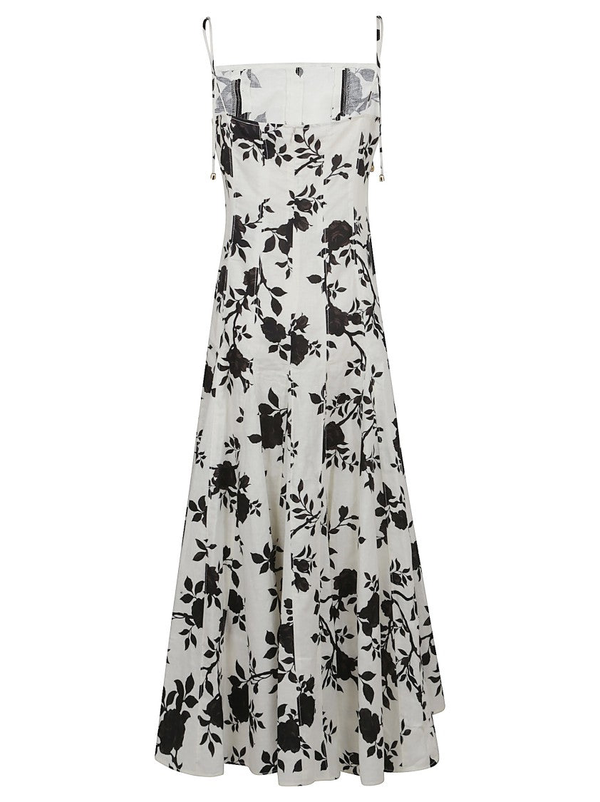 Self-Portrait Linen Floral Midi Dress