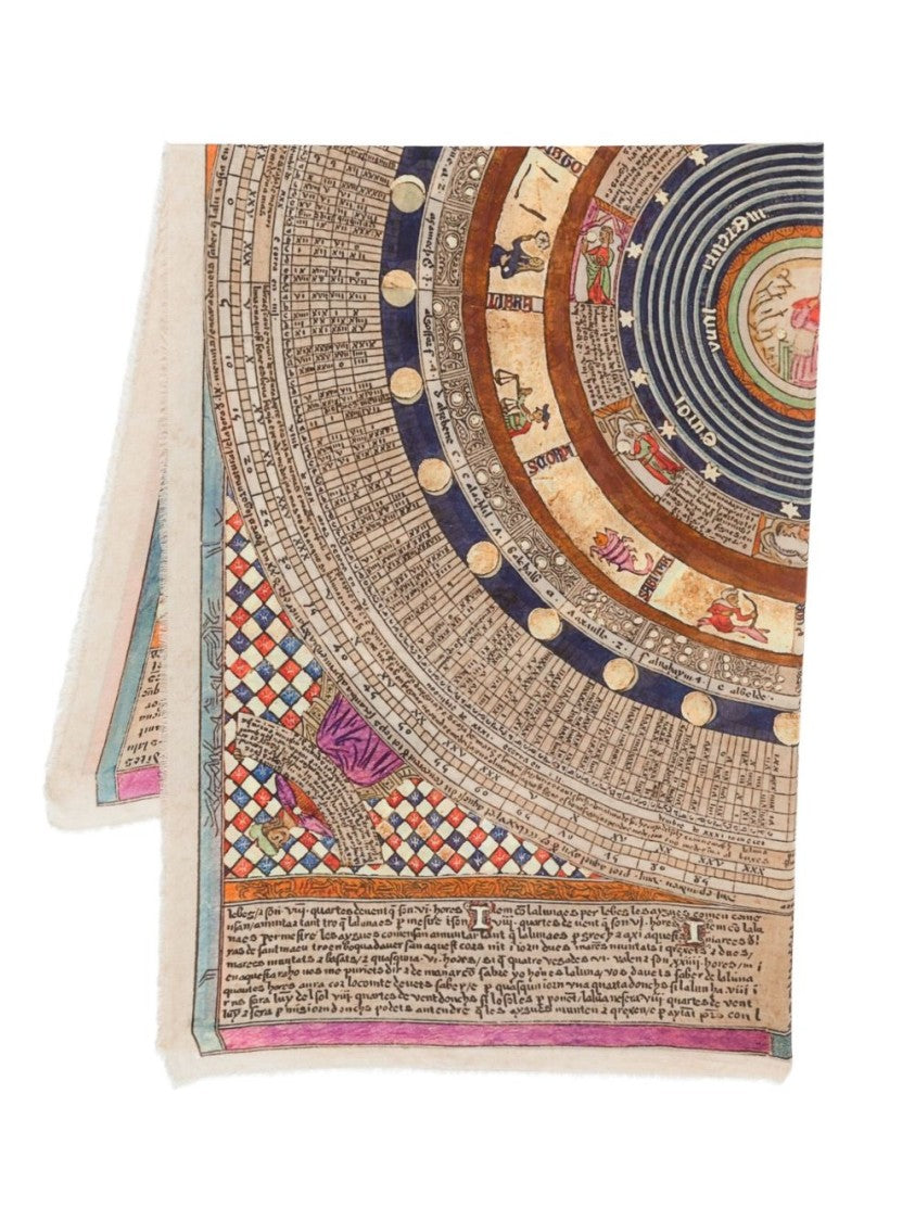 Faliero Sarti Intricate Multicolour Zodiac Design Scarf